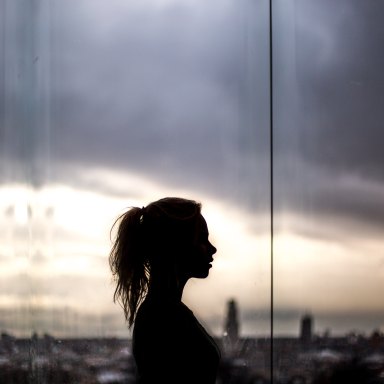 Woman's silhouette in front of sky