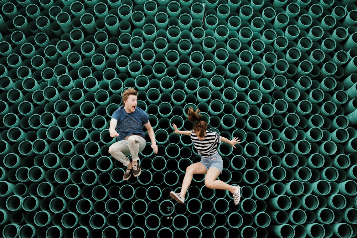 Couple jumping