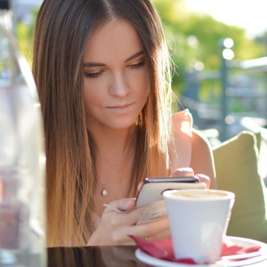 Girl reading her texts
