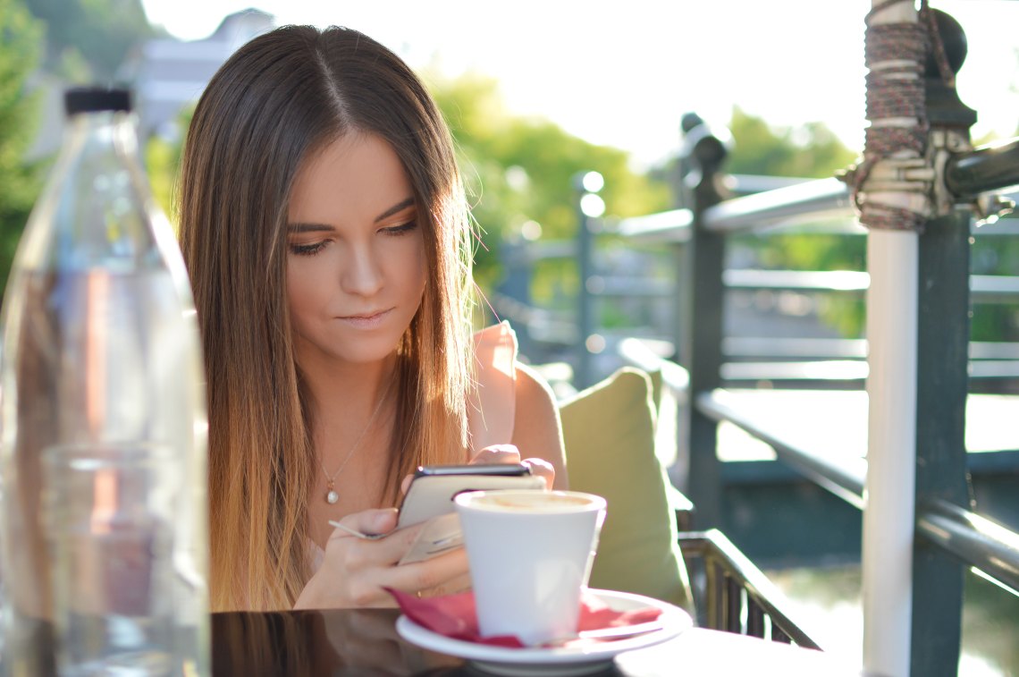 Girl reading her texts