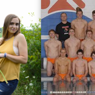 Eleanor's senior photos and the swim team photo