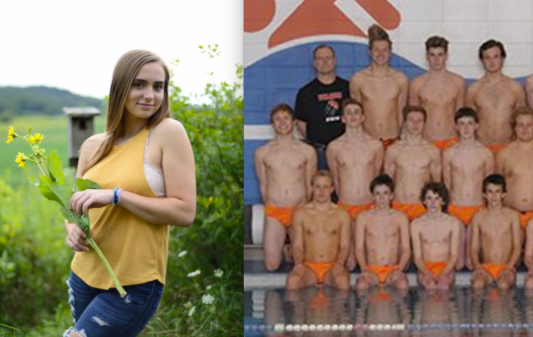 Eleanor's senior photos and the swim team photo