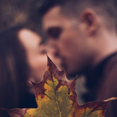 couple kissing with leaf, happy couple, loving you, forever love