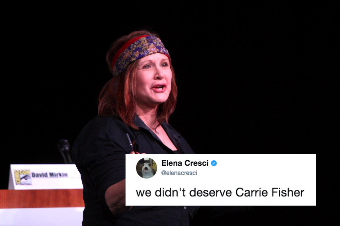 Carrie Fisher talking at comiccon