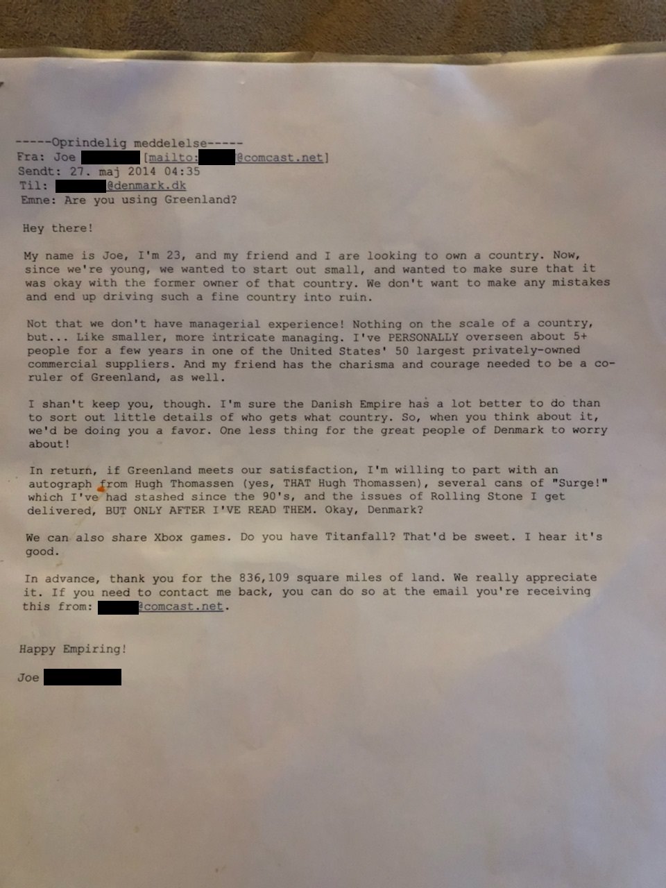 This Guy Drunkenly Wrote A Letter To Denmark Asking If He Could Have ...