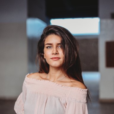 Brunette woman standing