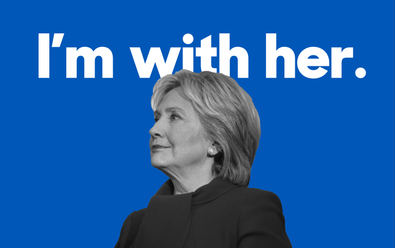 Hillary Clinton's "I'm with her." campaign slogan