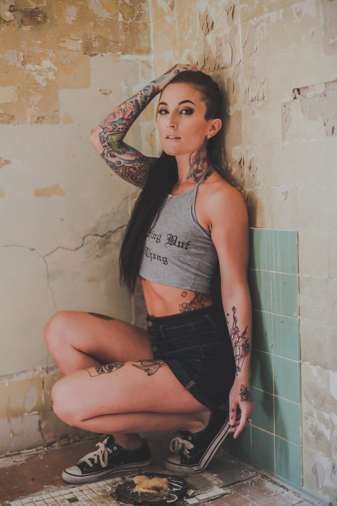 Girl covered in tattoos