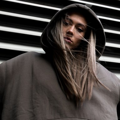 girl in sweatshirt, if you don't appreciate her she'll leave, strong women
