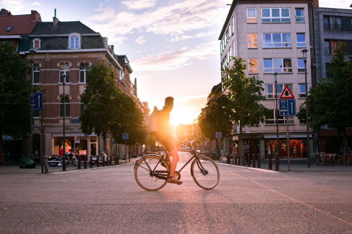 Biker in new city