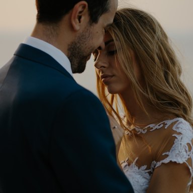 Married couple embracing