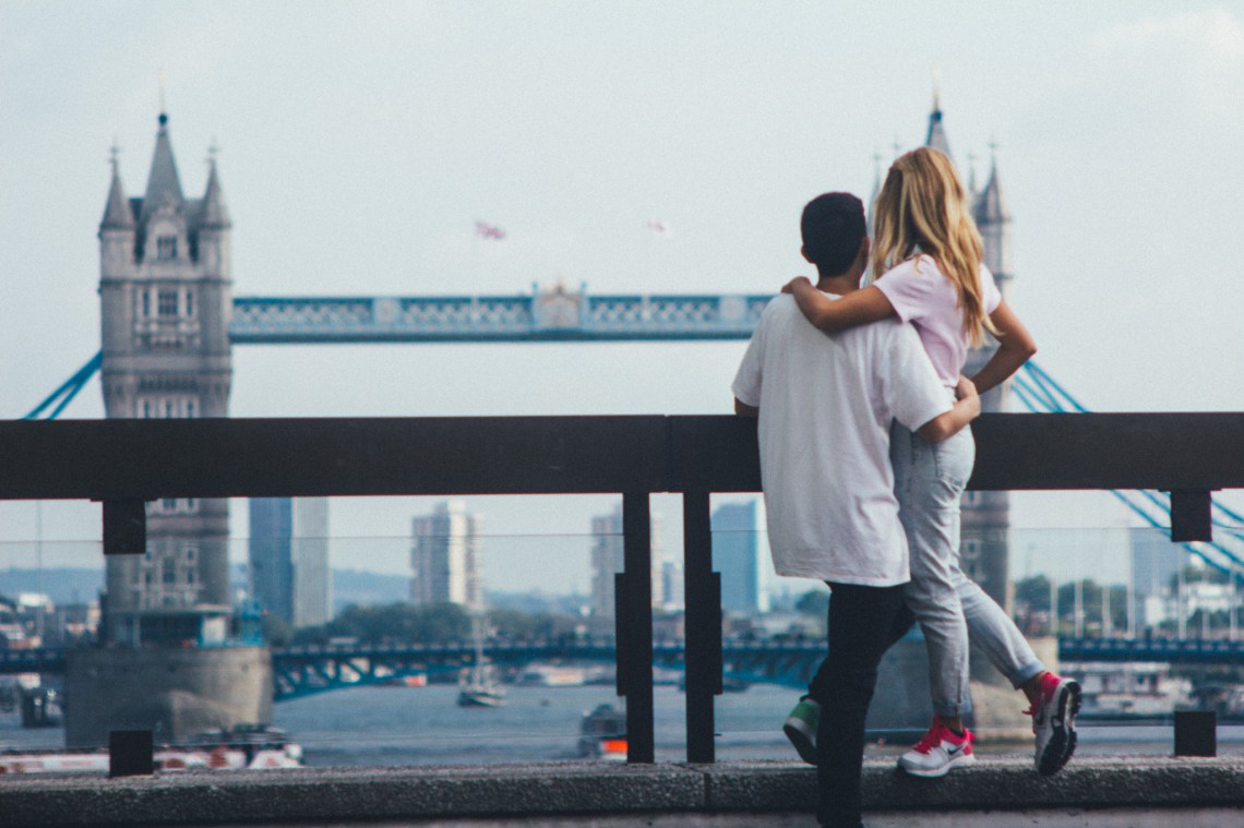 couple on a bridge 