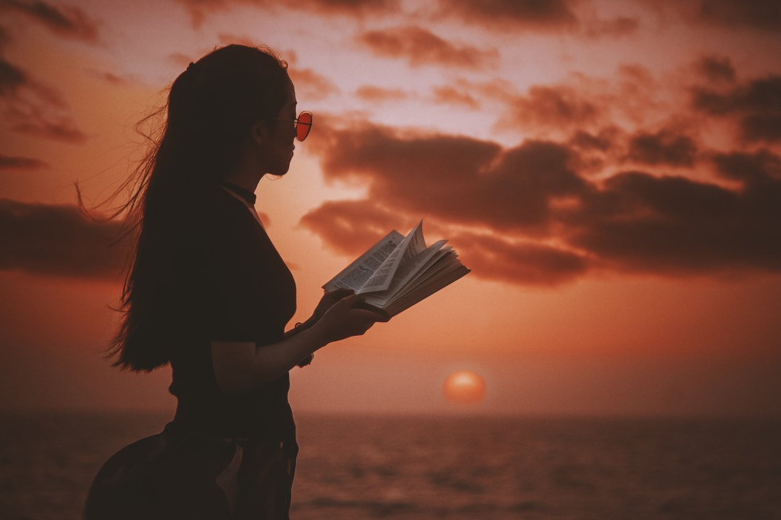 Girl reading disturbing books