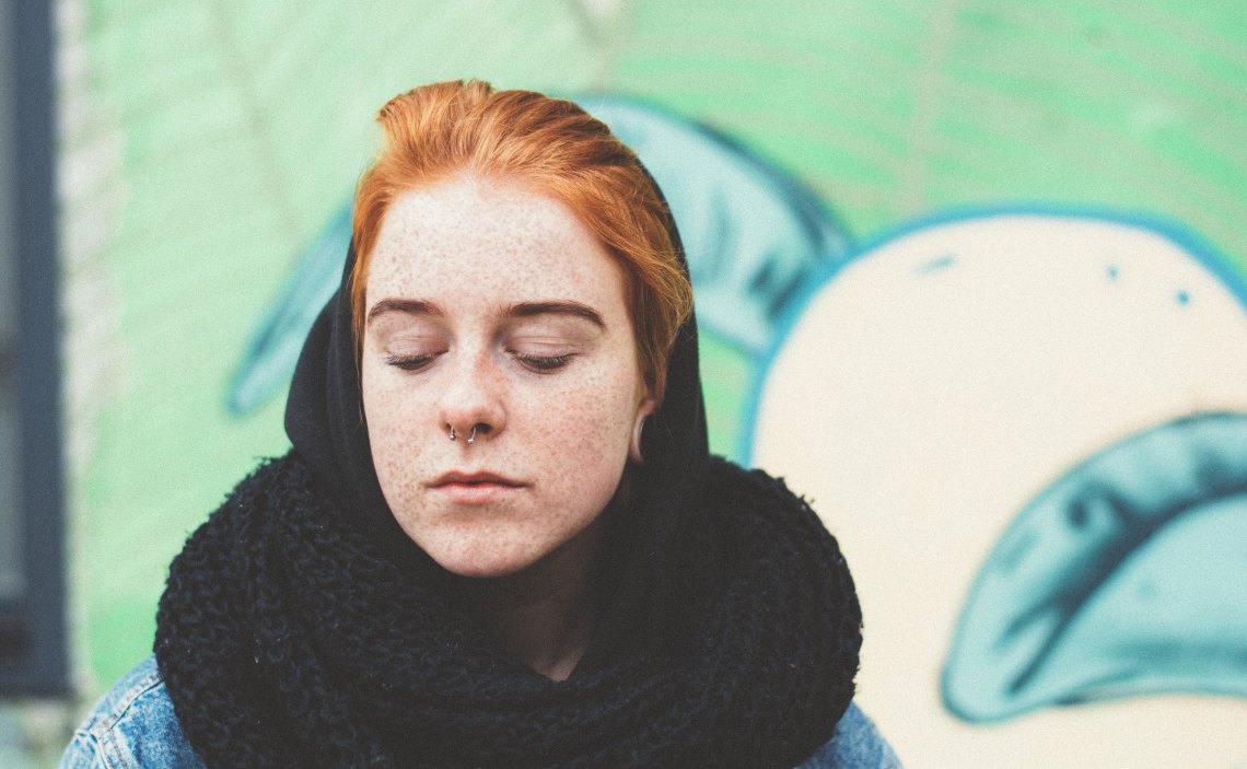 sad redhead girl