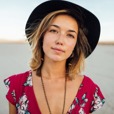 woman standing in desert