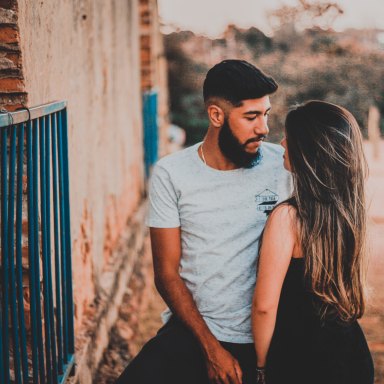 Guy and girl embracing