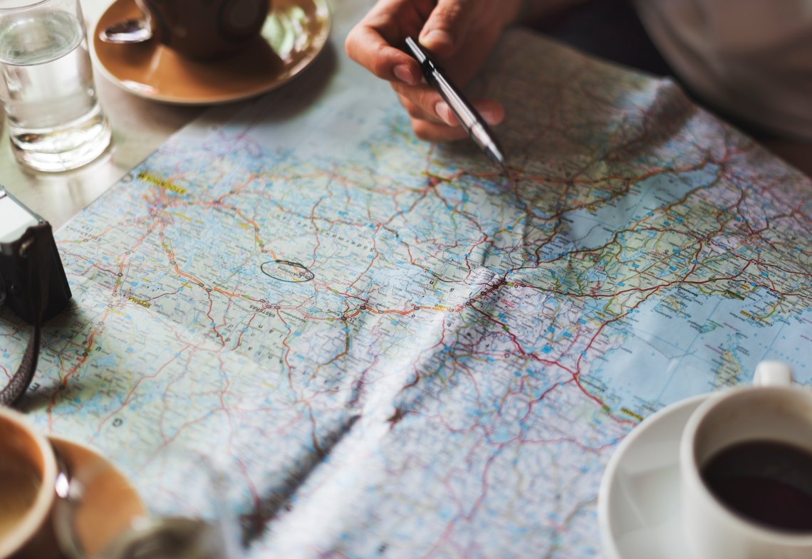 Map of the world with coffee
