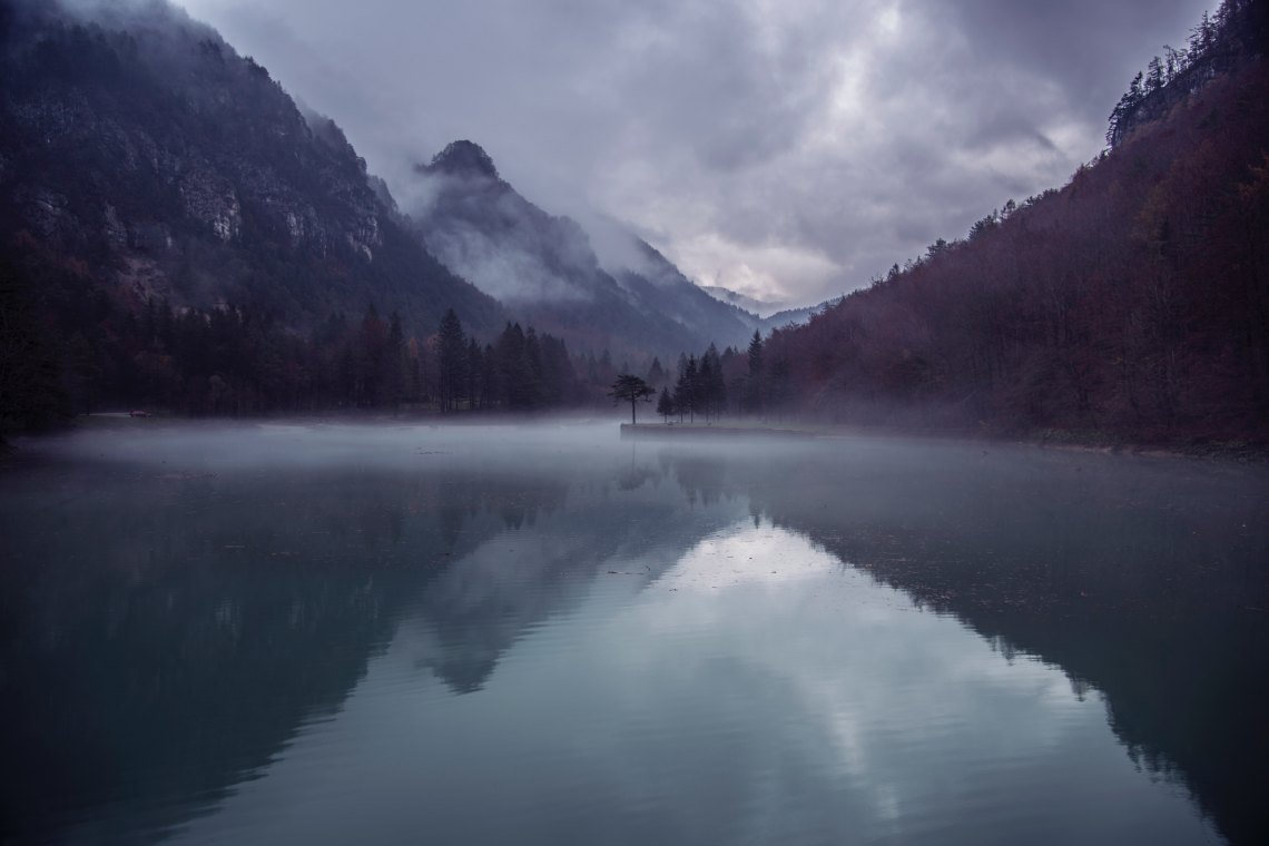 reflection of mountains in a lake