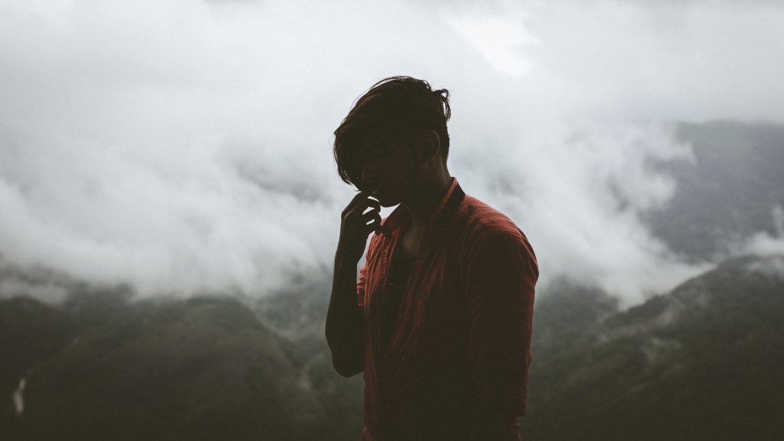 person in the mountains