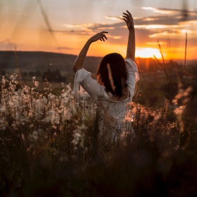 beautiful woman beautiful field sunshine