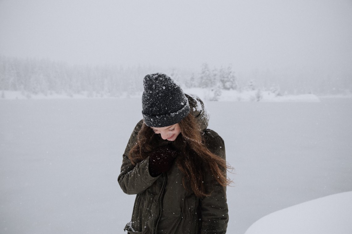 woman standing in winter