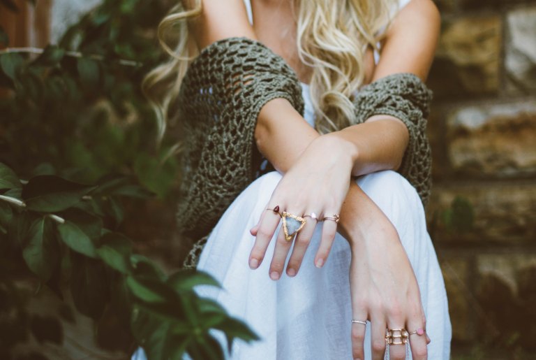 girl with a bunch of rings