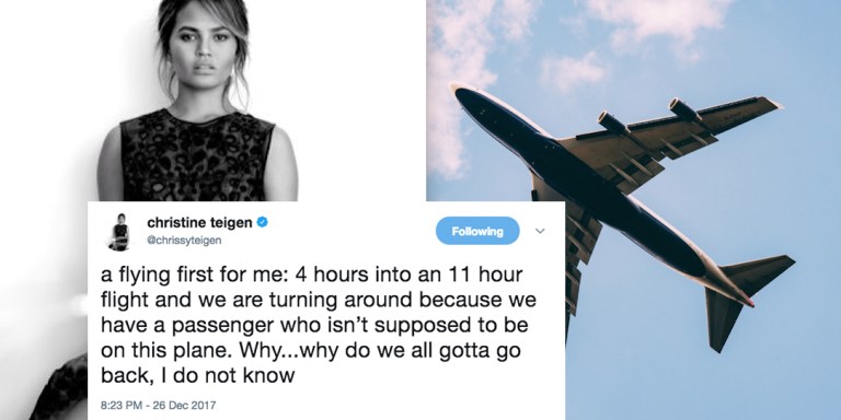 Chrissy Teigen’s 11-Hour Flight Mysteriously Turned Around Halfway Through, So She Started Live-Tweeting The Whole Damn Thing