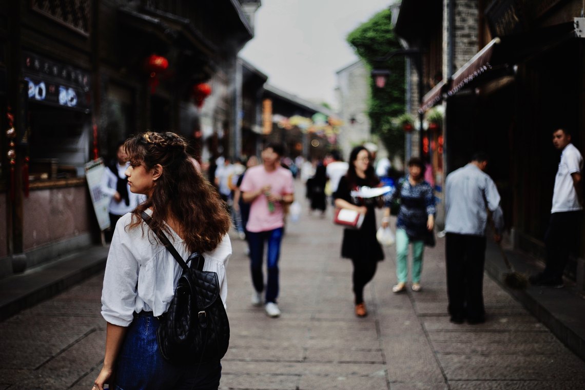 people walking in city