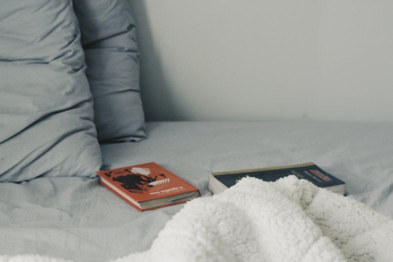 books on a bed