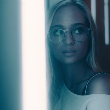 girl glasses neon light