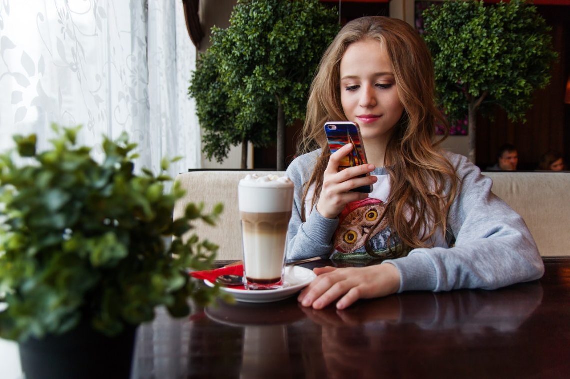 A girl about to text him