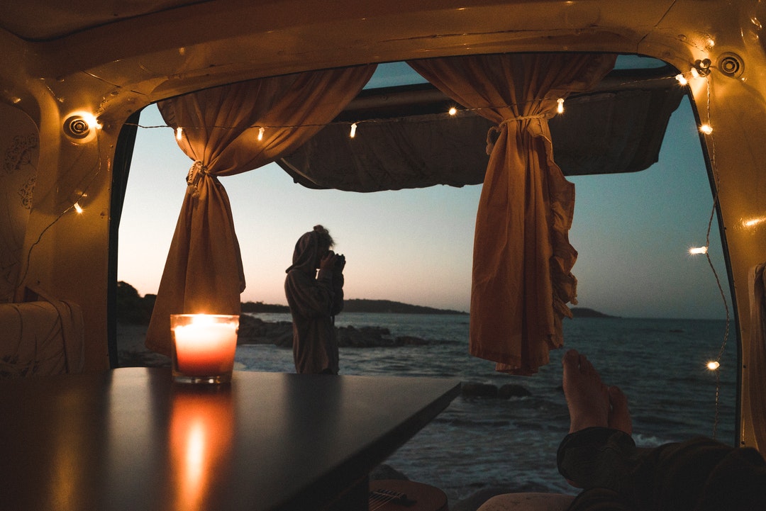 A romantic table setting over the water.