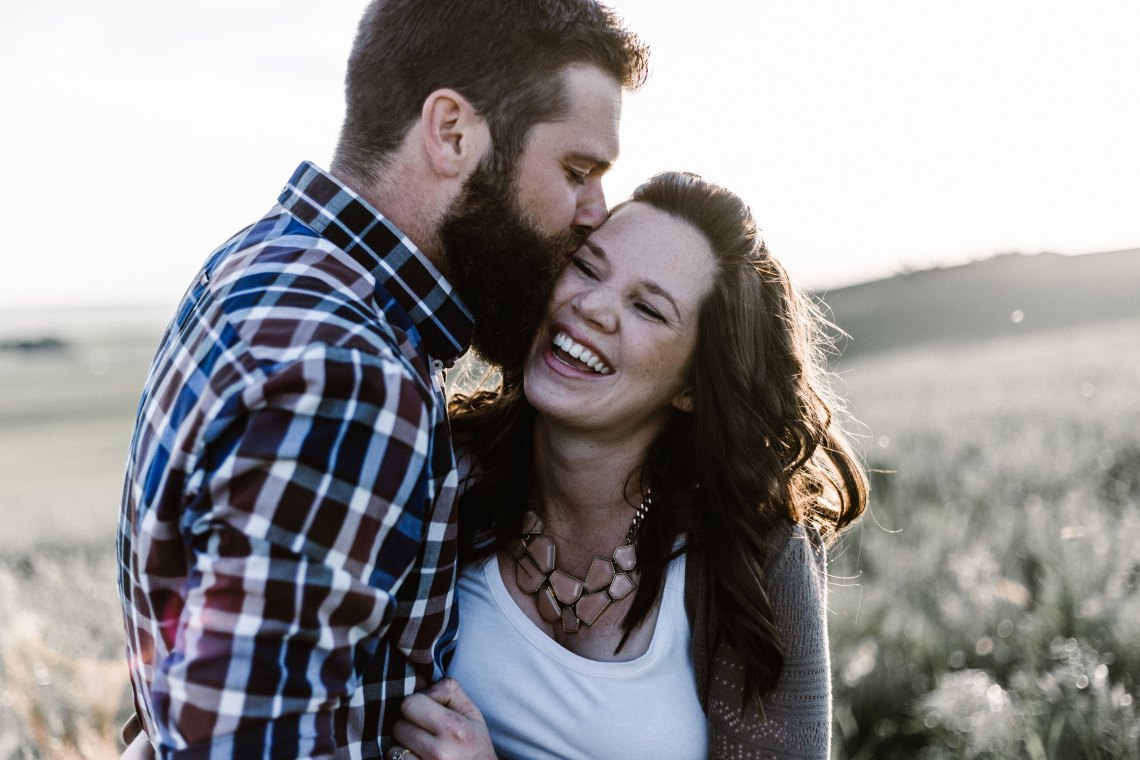 Couple laughing and smiling