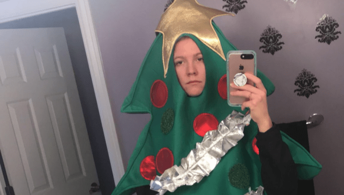This Student Is Stuck Wearing A Christmas Tree Costume For The Rest Of The Year Because Of A Hilarious Viral Tweet
