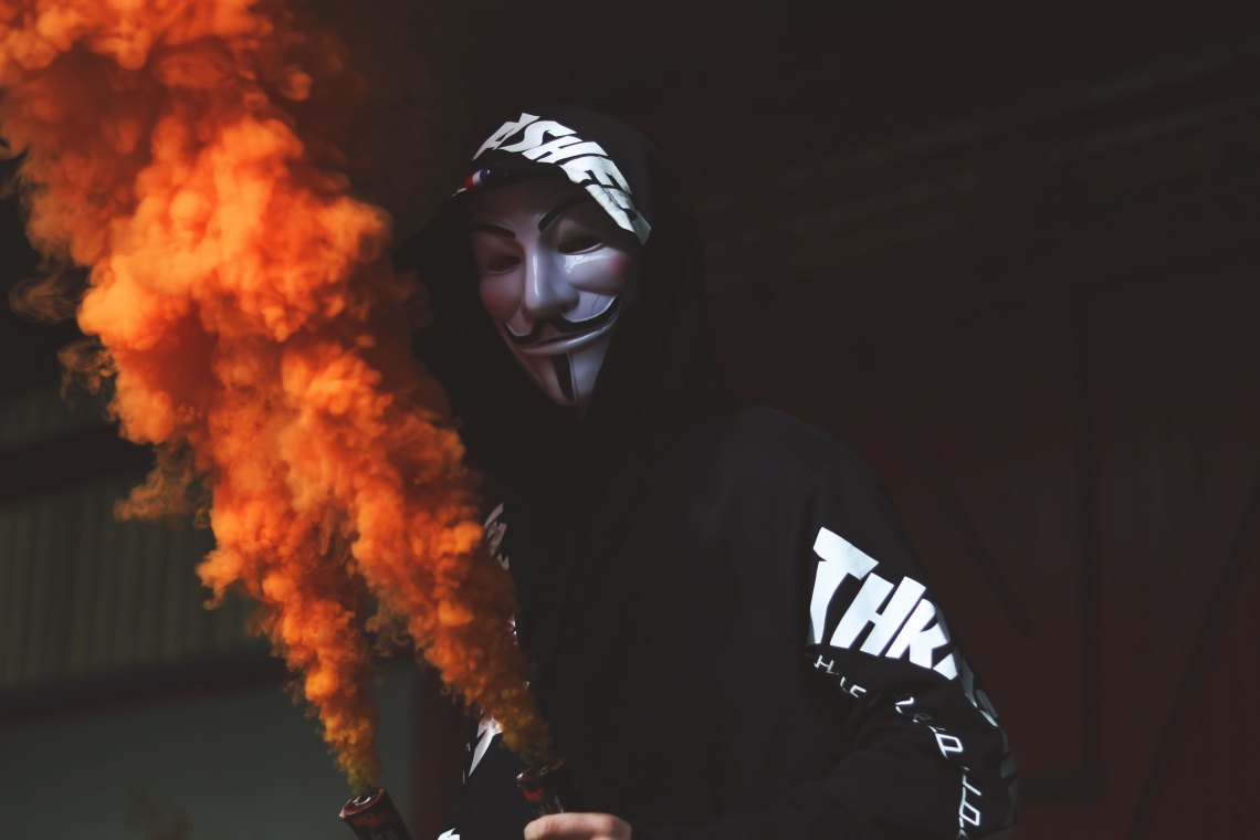 Anonymous in a Guy Fawkes Mask
