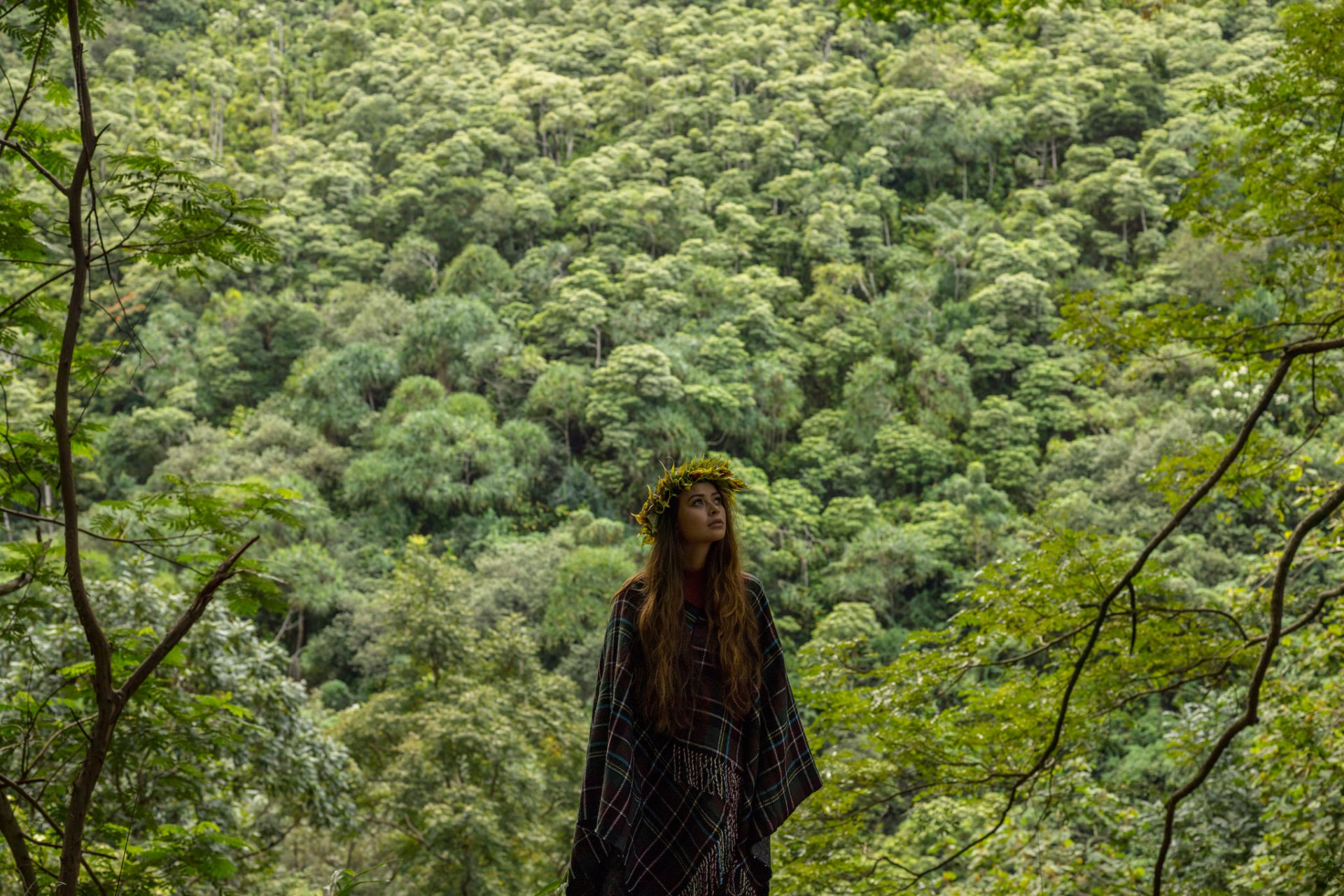 girl in a green forest spiritual