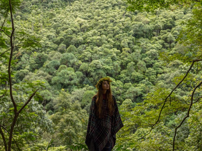 girl in a green forest spiritual