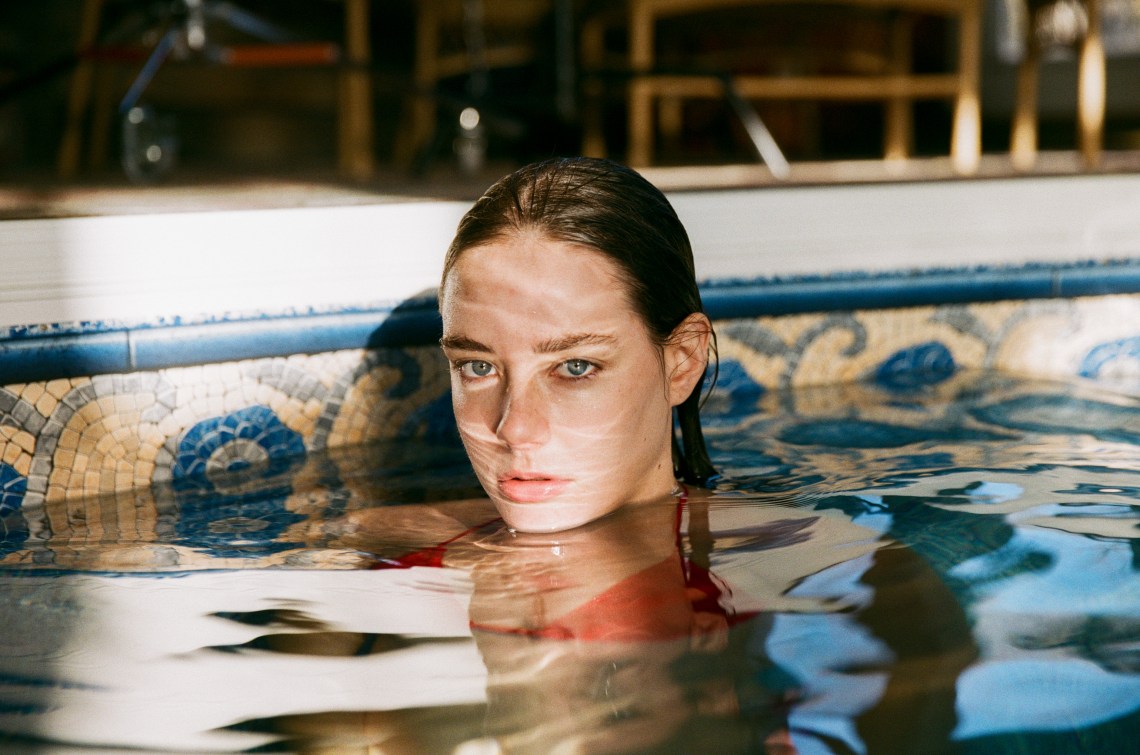 woman in pool