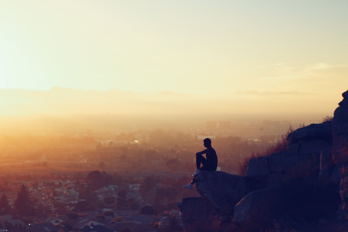 person at sunset