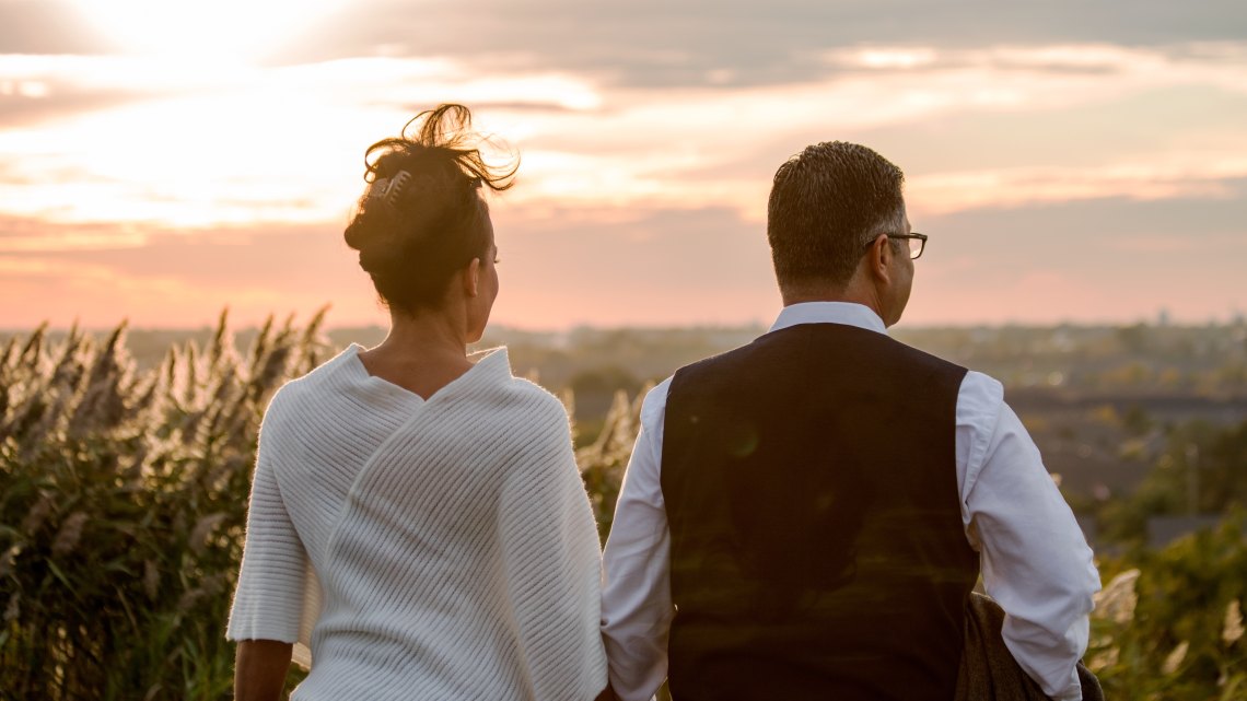 couple staring into the sunset