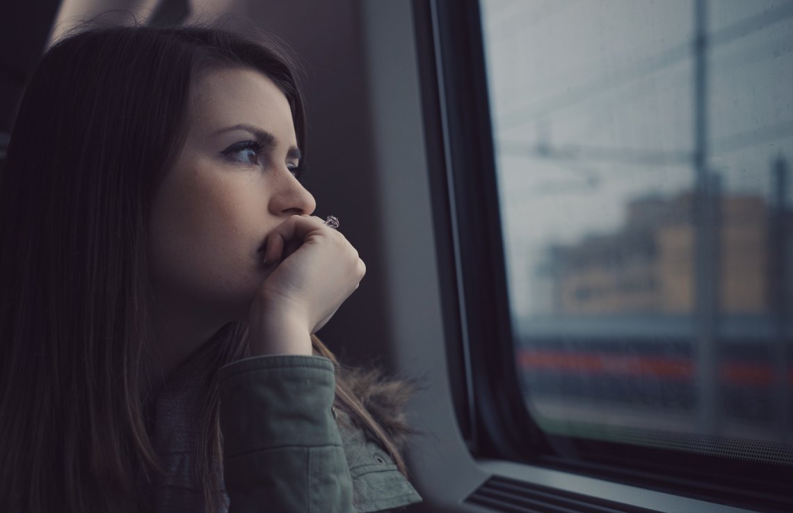 woman thinking during commute