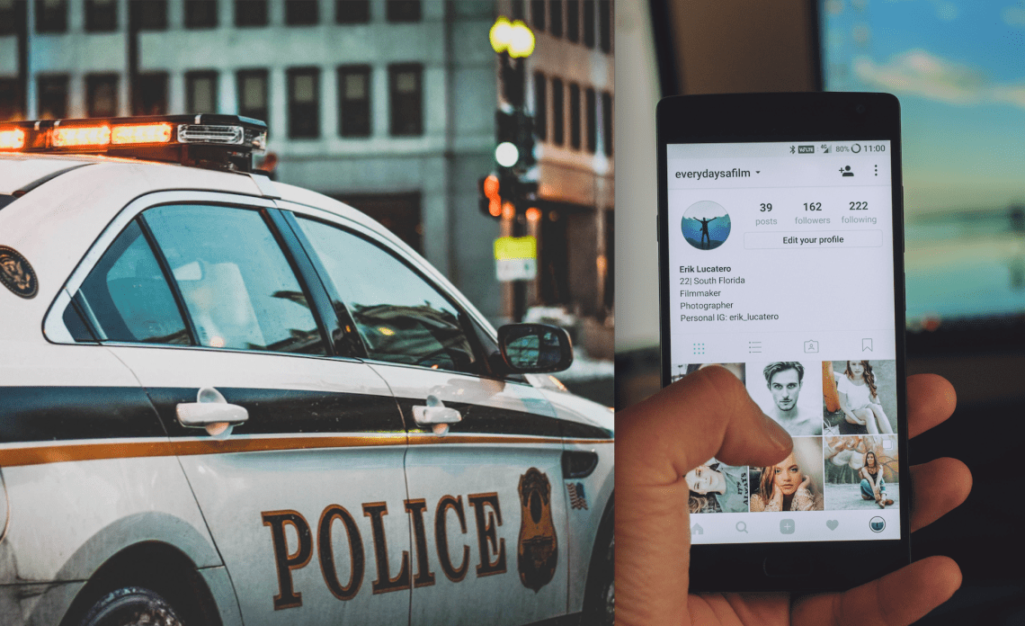 A police car and an iphone on insta