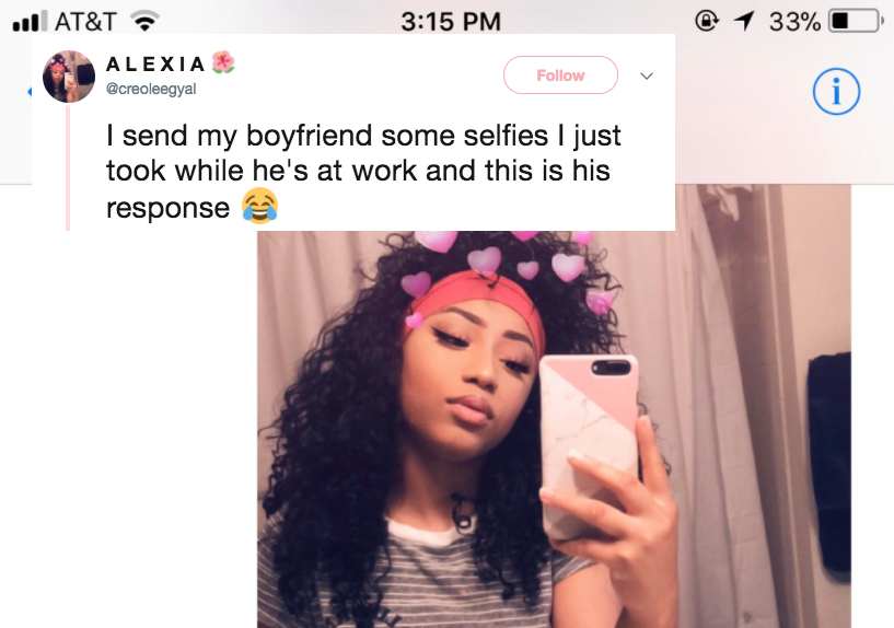 This Woman Sent A Fire Selfie To Her BF And His Response Was Extra AF ...