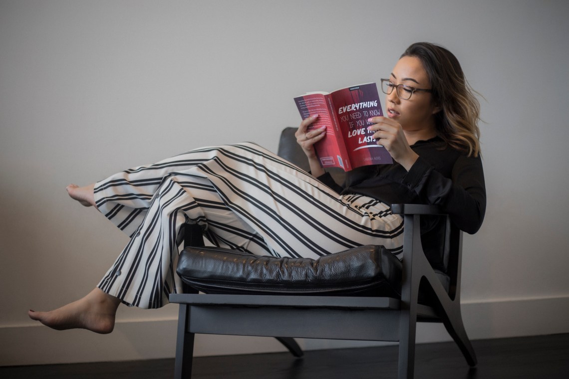 woman reading a book