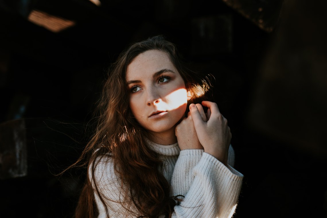 girl with light and things