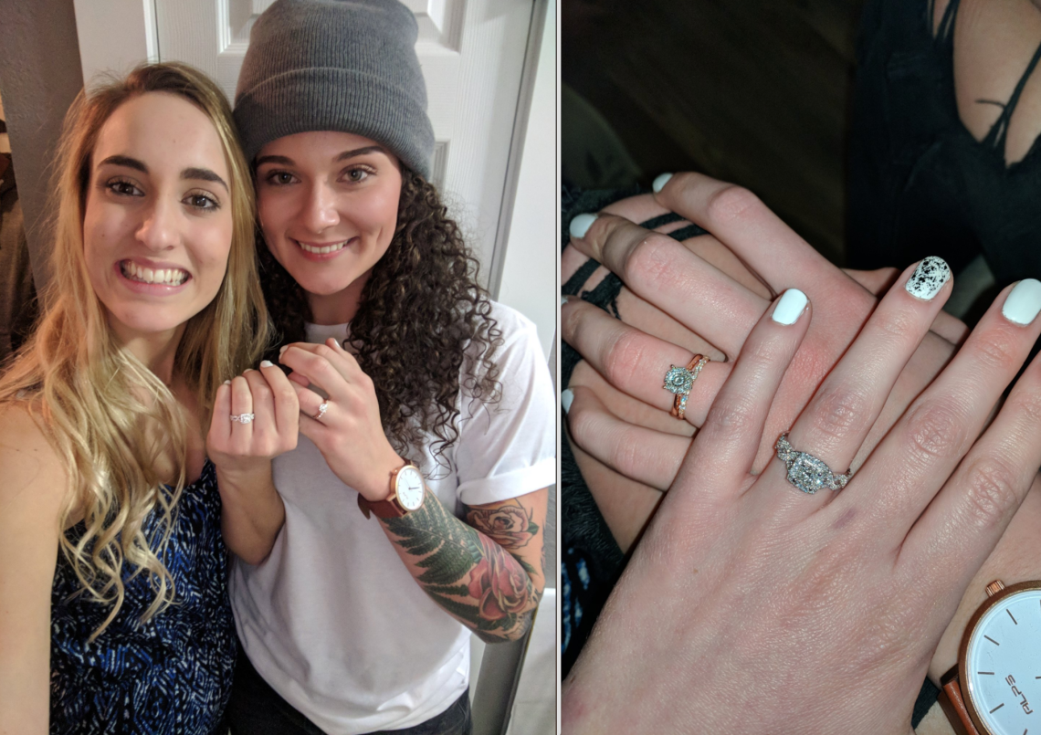 The lesbian couple who proposed at the same time