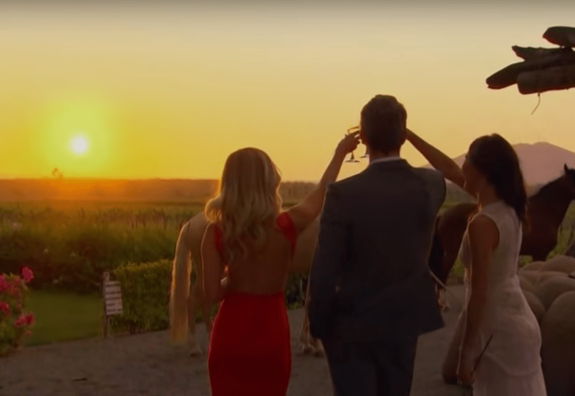 Arie and the two women finalists in season 22 of the bachelor