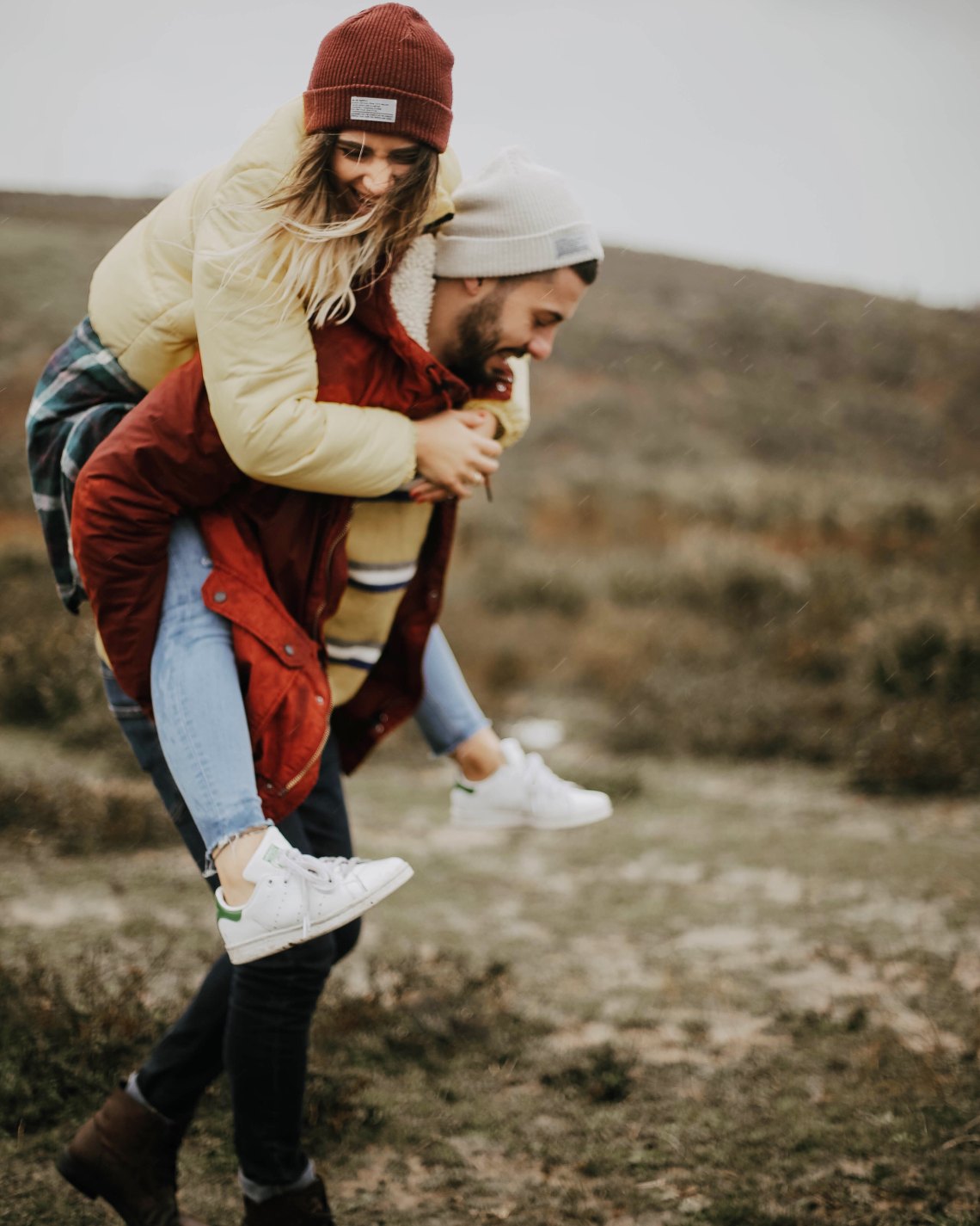 A girl chasing a boy