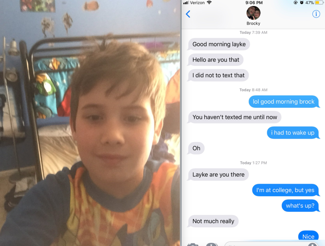 Layke's little brother and their text conversations