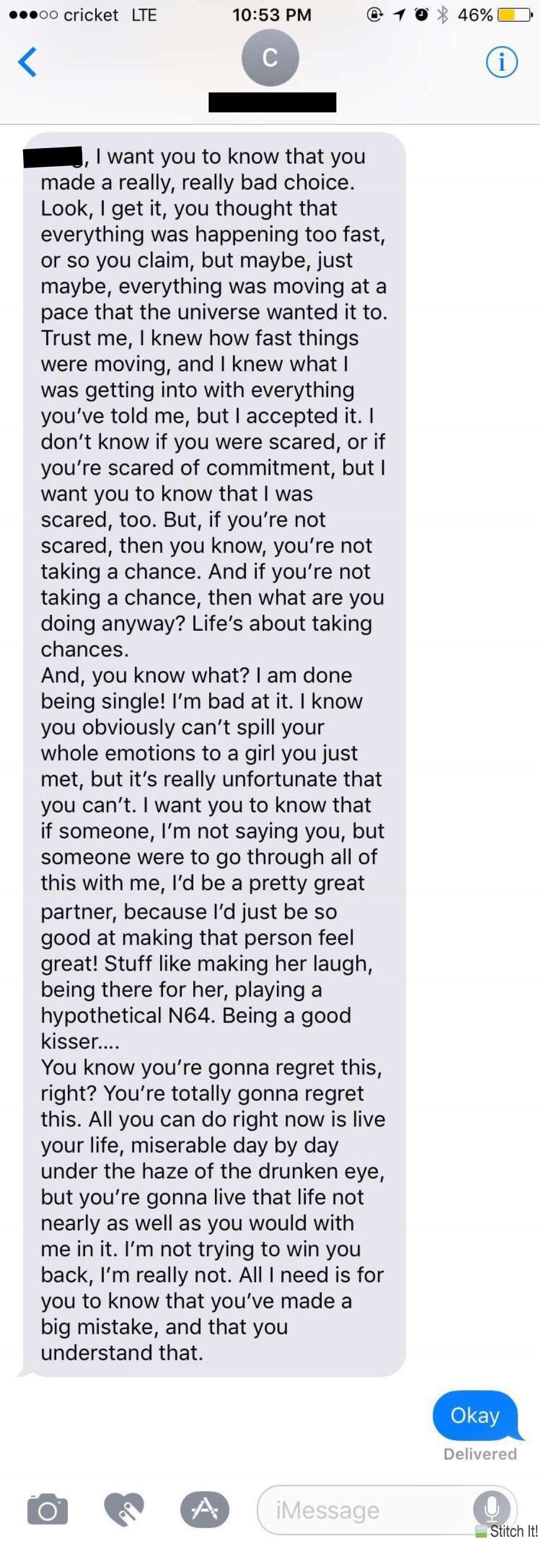 This ‘Nice Guy’s’ Cringe-y Text To The Woman Who Rejected Him Was ...